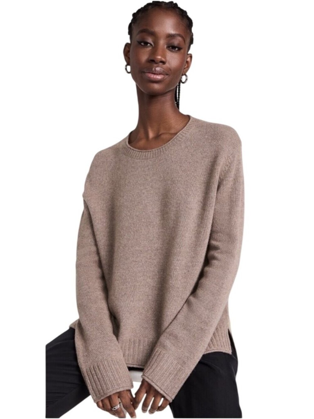 Jenni Kayne Taupe Everyday sweater Crewneck Wool Cashmere Blend Sweater Sz S